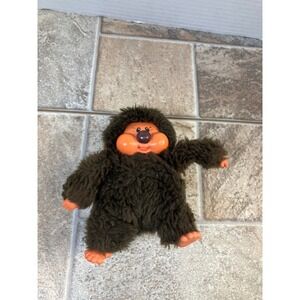 Vintage Plush Monkey Toy Orange Face Brown Fur Cheeks Cute‎ Collectible